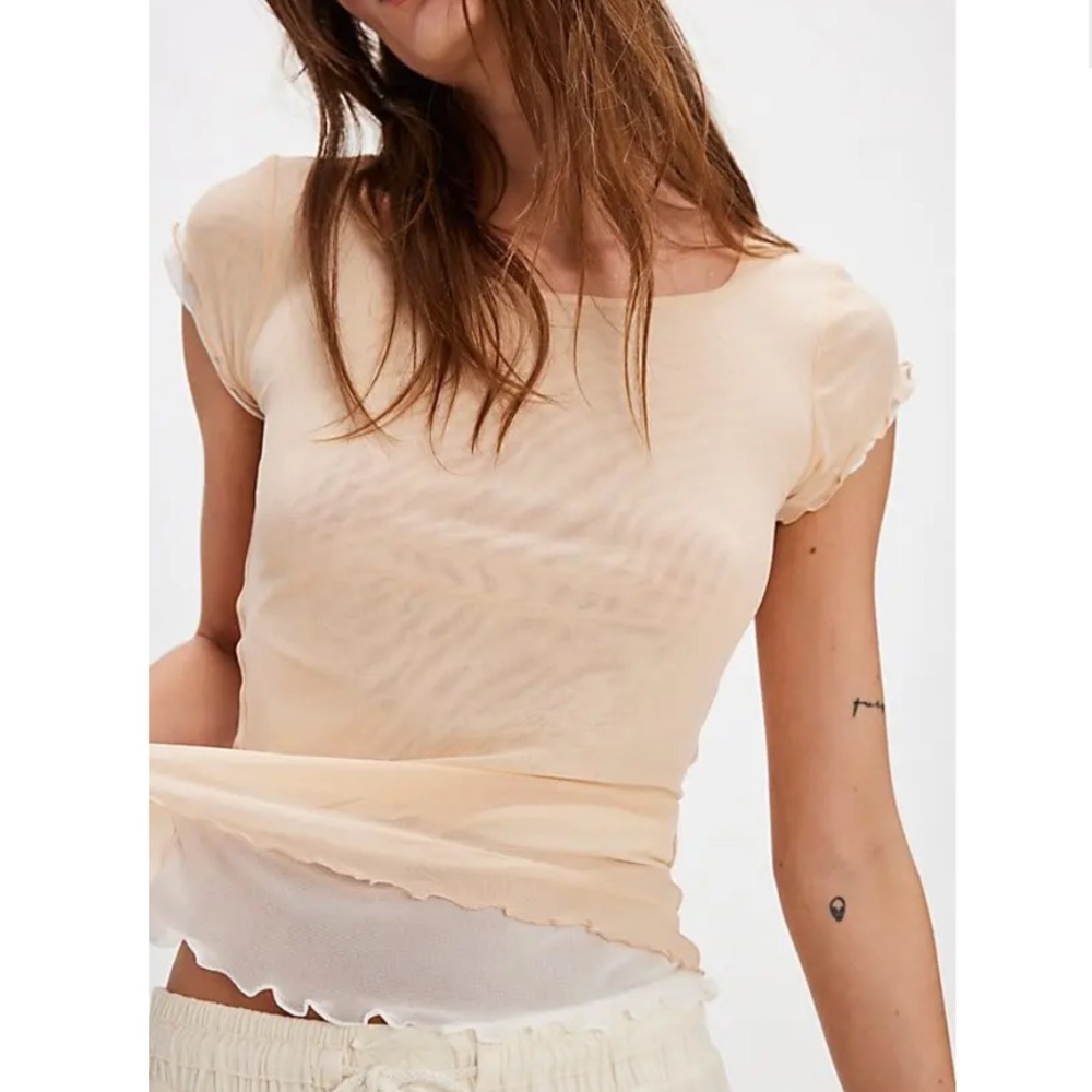 9063. Free People Double Take Mesh Tee